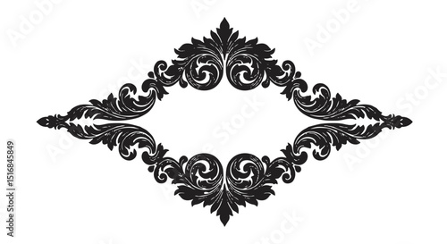 Vintage diamond frame ornament with swirling baroque leaves