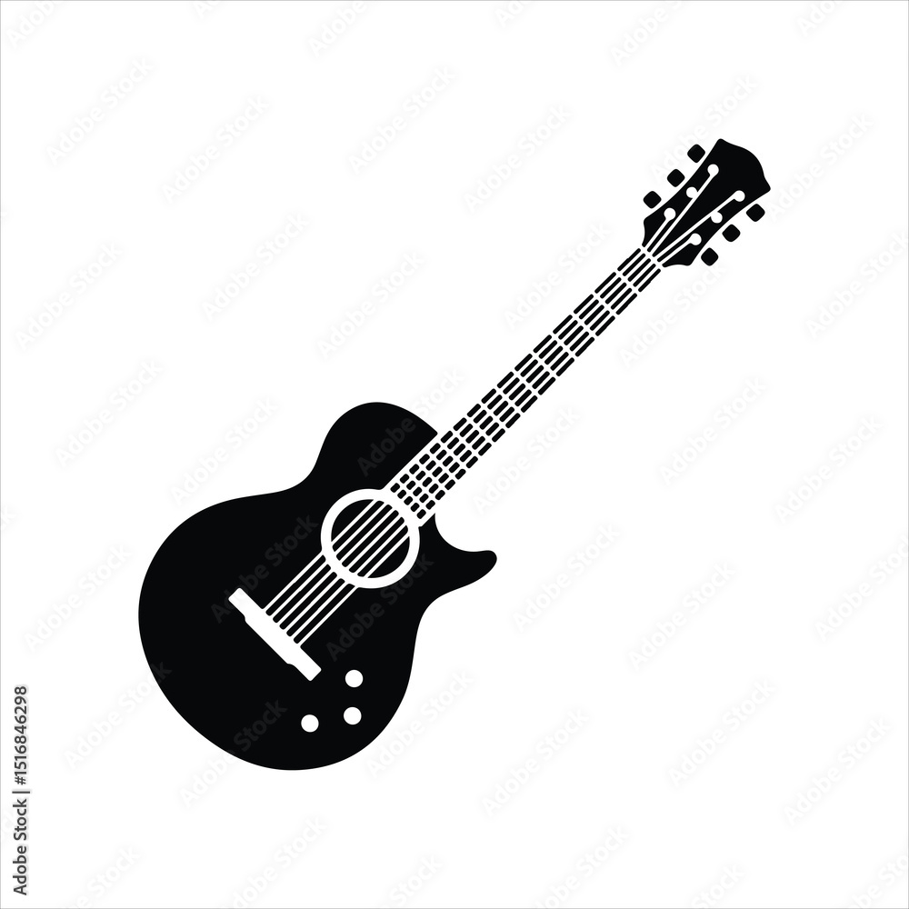 Fototapeta premium guitar icon vector on white background.