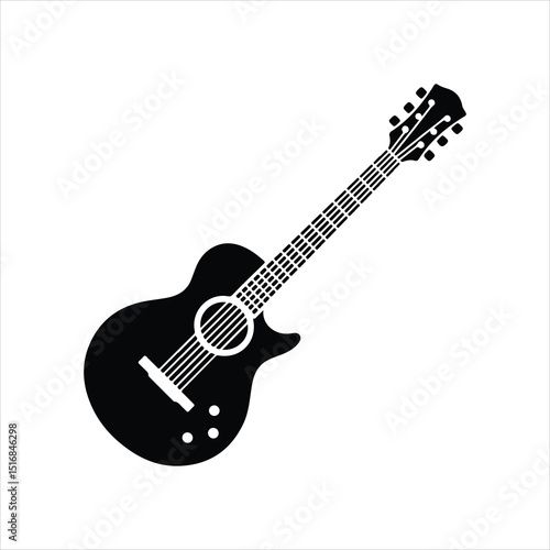 guitar icon vector on white background.