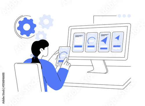 Interactive prototypes isolated cartoon vector illustrations.