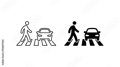 Crosswalk Safety: Pedestrians use designated pedestrian walkways and avoid vehicle traffic for road safety.