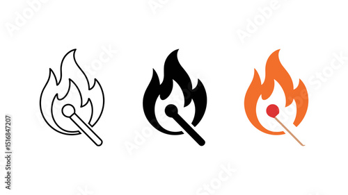 Burning Matches in Three Styles: The art showcases the universal element, bringing the essence of starting a fire into the forefront, representing power and transformation. 