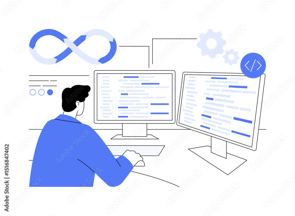 Fototapeta premium DevOps engineering isolated cartoon vector illustrations.