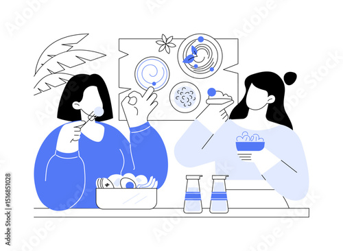 Tasting new food isolated cartoon vector illustrations.