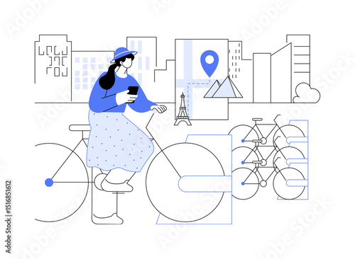 Explore the city on a bike isolated cartoon vector illustrations.
