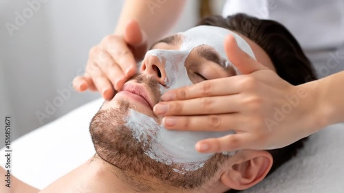 Facial care treatment for men, deep cleansing and moisturizing in a beauty clinic