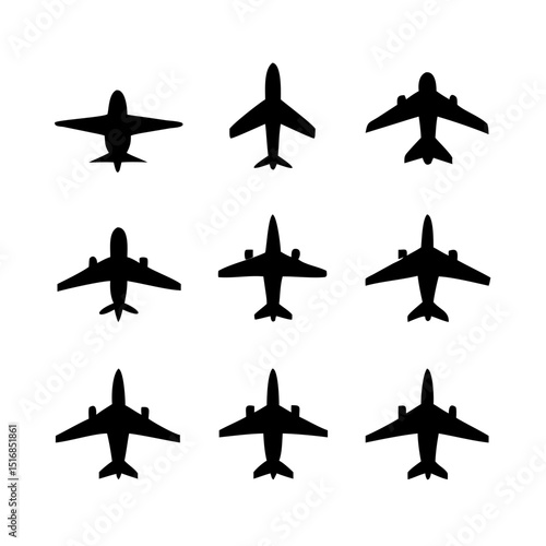 silhouettes of airplanes vector illustration