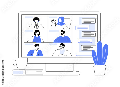 Videoconference chat isolated cartoon vector illustrations.
