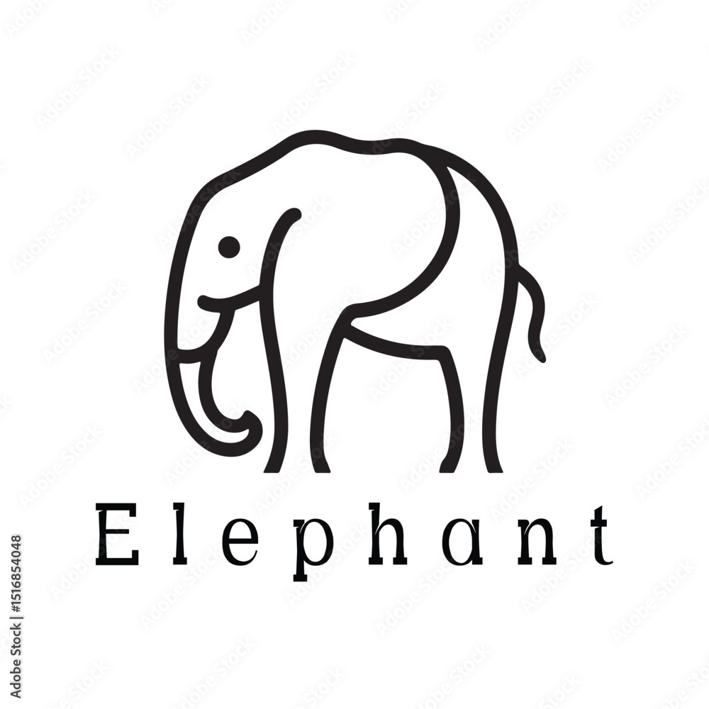 Obraz premium Minimal Silhouette Style Elephant Logo Vector Design for Branding