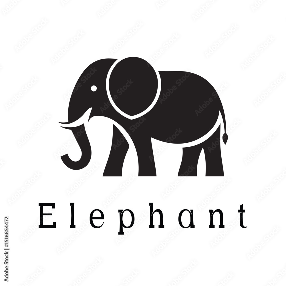 Obraz premium Minimal Silhouette Style Elephant Logo Vector Design for Branding