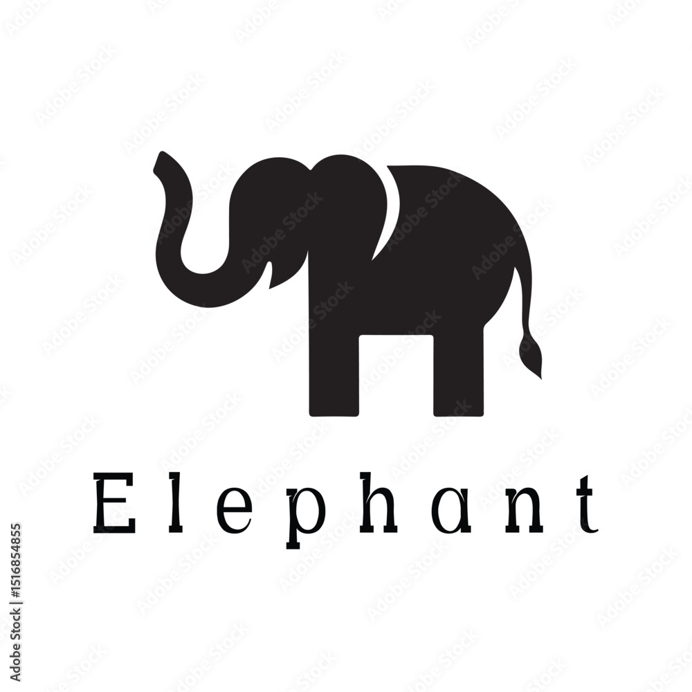 Obraz premium Minimal Silhouette Style Elephant Logo Vector Design for Branding