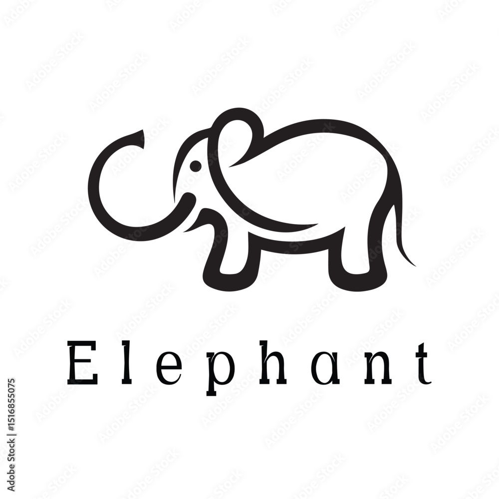 Fototapeta premium Minimal Silhouette Style Elephant Logo Vector Design for Branding