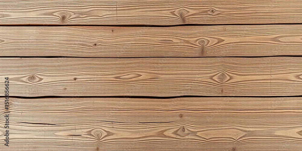 Fototapeta premium Overhead view of rustic medium brown wood planks, showing horizontal grain and weathered texture, grunge wood, surface