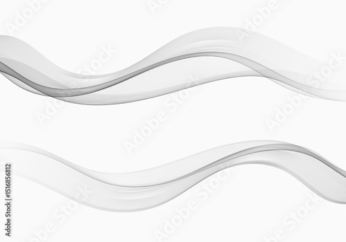 Monochrome abstract waves on white background. Elegant black and gray flowing lines for minimalist, tech or business visual design.