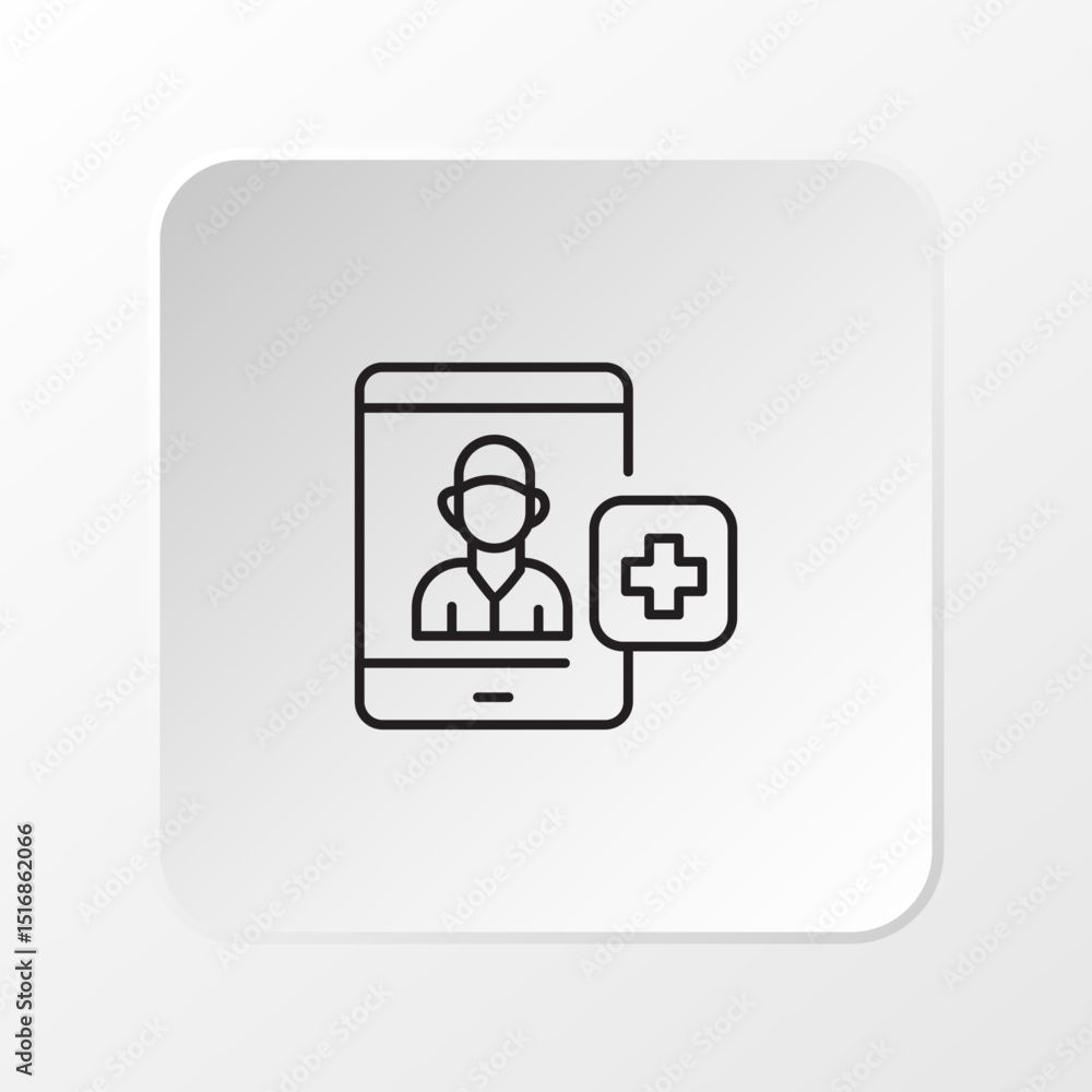 Online Doctor Icon, Flat Medical Consultation Vector Online Doctor Icon, Flat Medical Consultation Vector