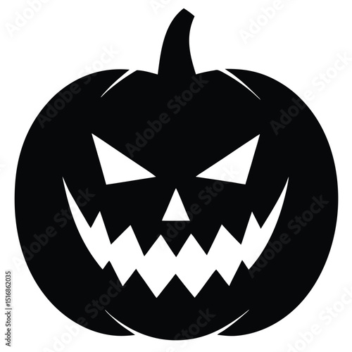 Spooky black silhouette jack o lantern pumpkin face for halloween celebrations and decorations