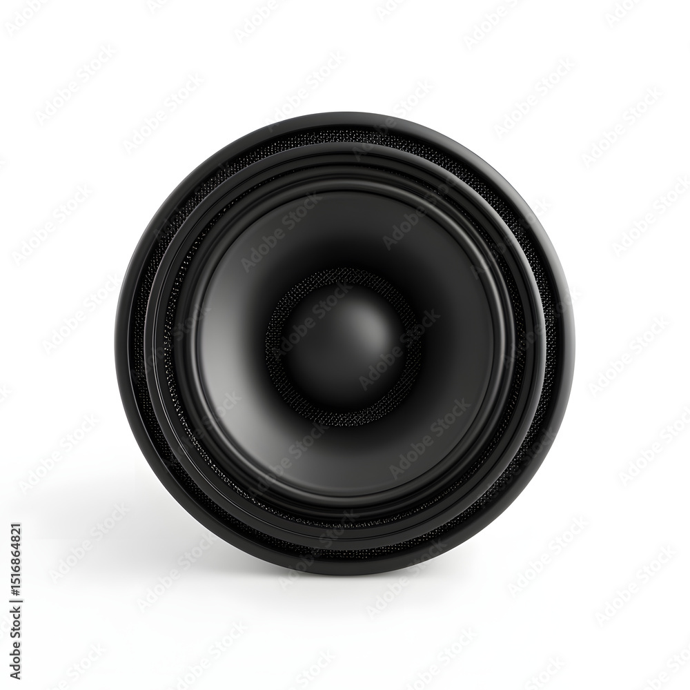 Audio Speaker: A front view of a sleek, high-fidelity audio speaker. This image showcases the speaker's concentric design, offering a visual representation of sound technology. Audio Speaker: A front view of a sleek, high-fidelity audio speaker. This image showcases the speaker's concentric design, offering a visual representation of sound technology.