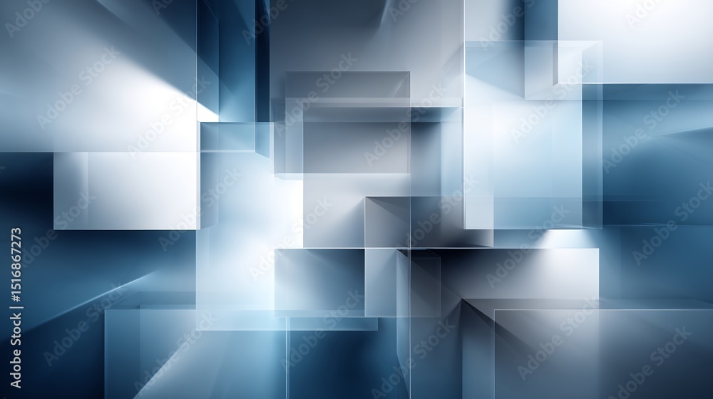 Abstract geometric design with intersecting squares and shades of blue and gray. Abstract geometric design with intersecting squares and shades of blue and gray.
