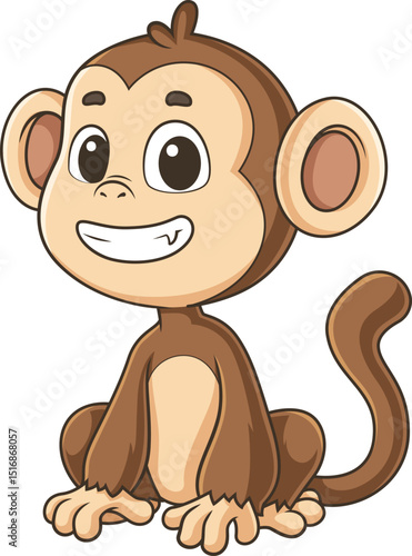 Cartoon little monkey looking adorable vector illustration
