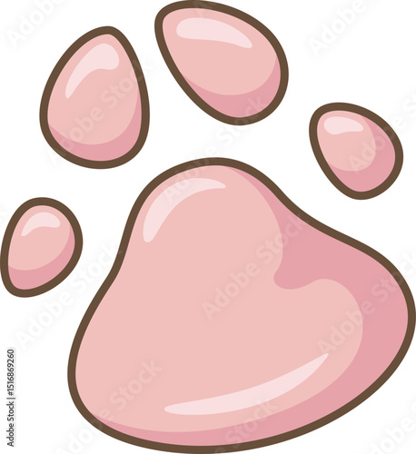 Cartoon cat paw print vector illustration