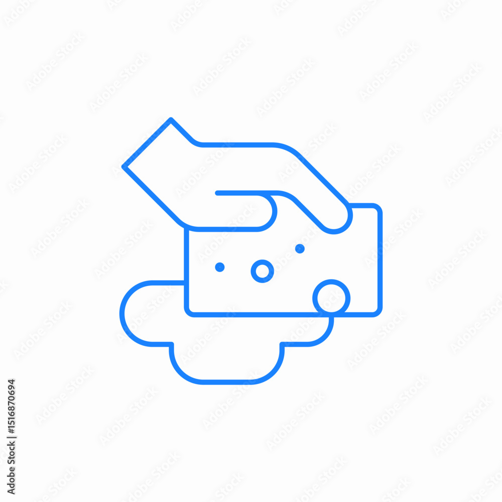 Fototapeta premium hand holding soap icon sign vector