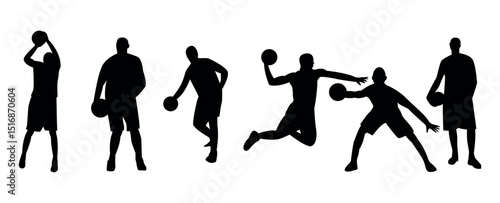Vector set of Basketball players silhouettes, Basketball silhouettes