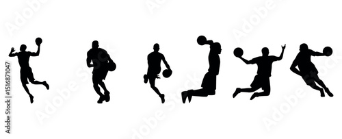Vector set of Basketball players silhouettes, Basketball silhouettes