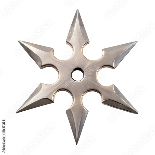 A Detailed CloseUp View of a SixPointed Shuriken A Traditional Japanese Throwing Star isolated on transparent baackground