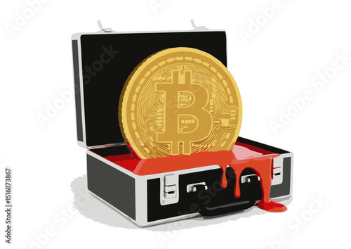 Bitcoin Crisis Meltdown of Cryptocurrency Market Depicted in a Striking Visual Metaphor of a Bleeding Briefcase