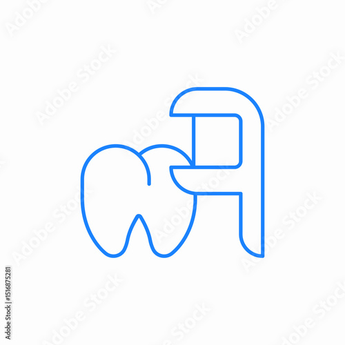tooth flossing dental icon sign vector