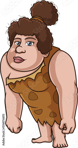 Cartoon large cave woman vector illustration