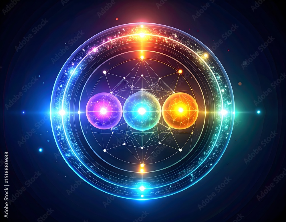 Obraz premium Abstract Energy Core with Geometric Connections