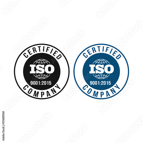 ISO Certified Company 9001 to 2015 Stamp Vector LOGO