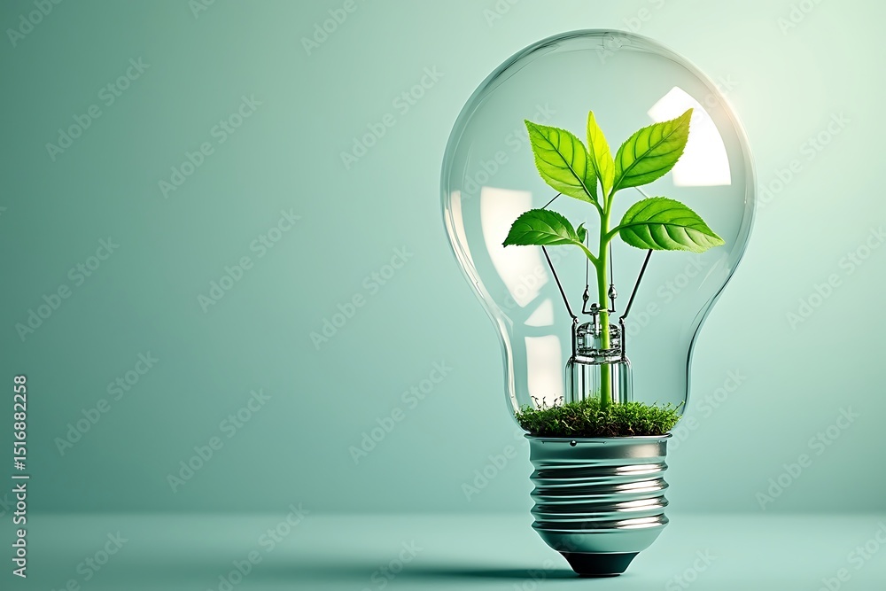Green energy sustainable growth eco friendly lightbulb Green energy sustainable growth eco friendly lightbulb