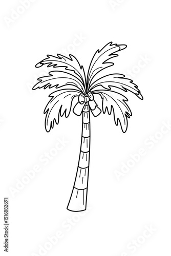 Outline of a palm tree for coloring book concept  