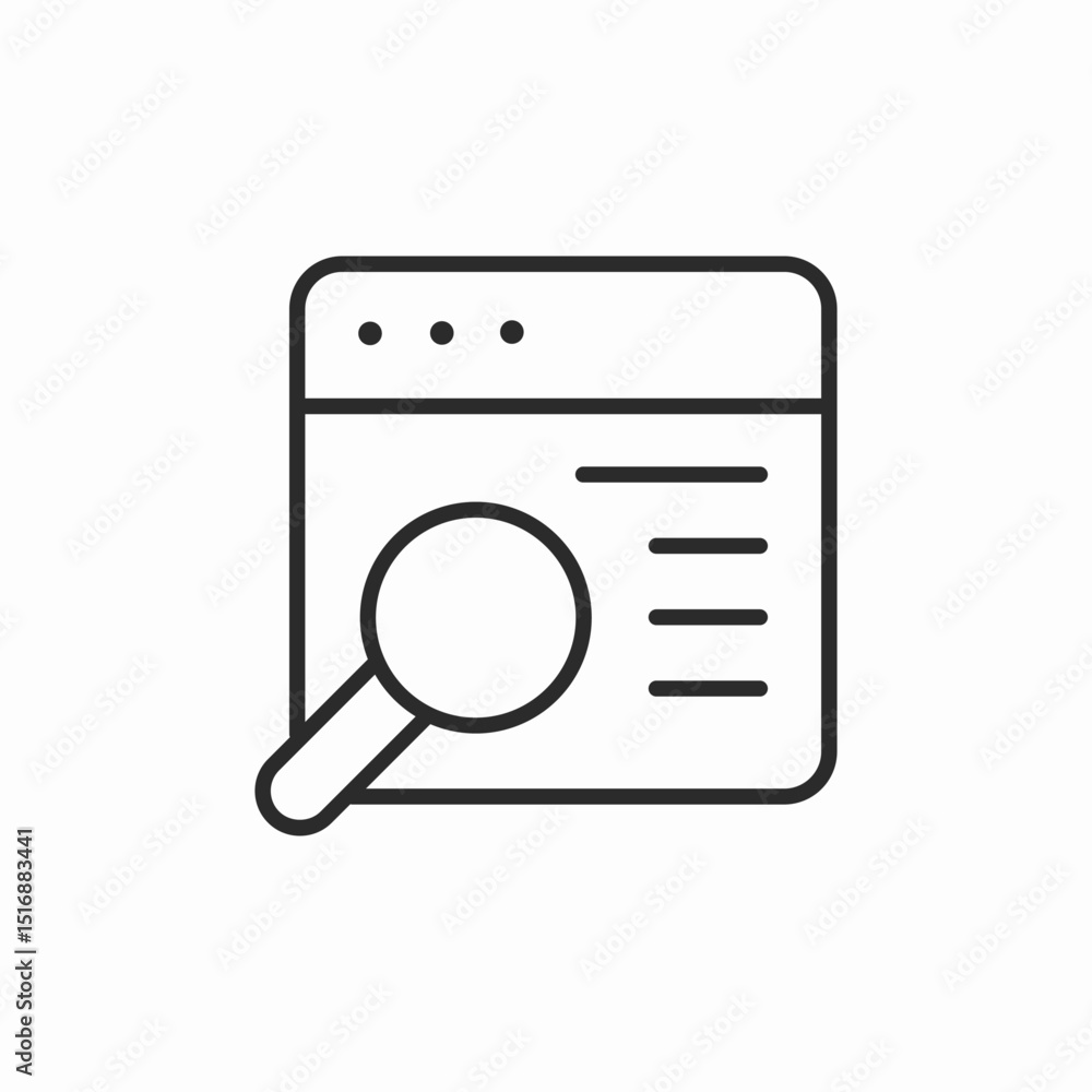 browser search magnifier icon sign vector browser search magnifier icon sign vector