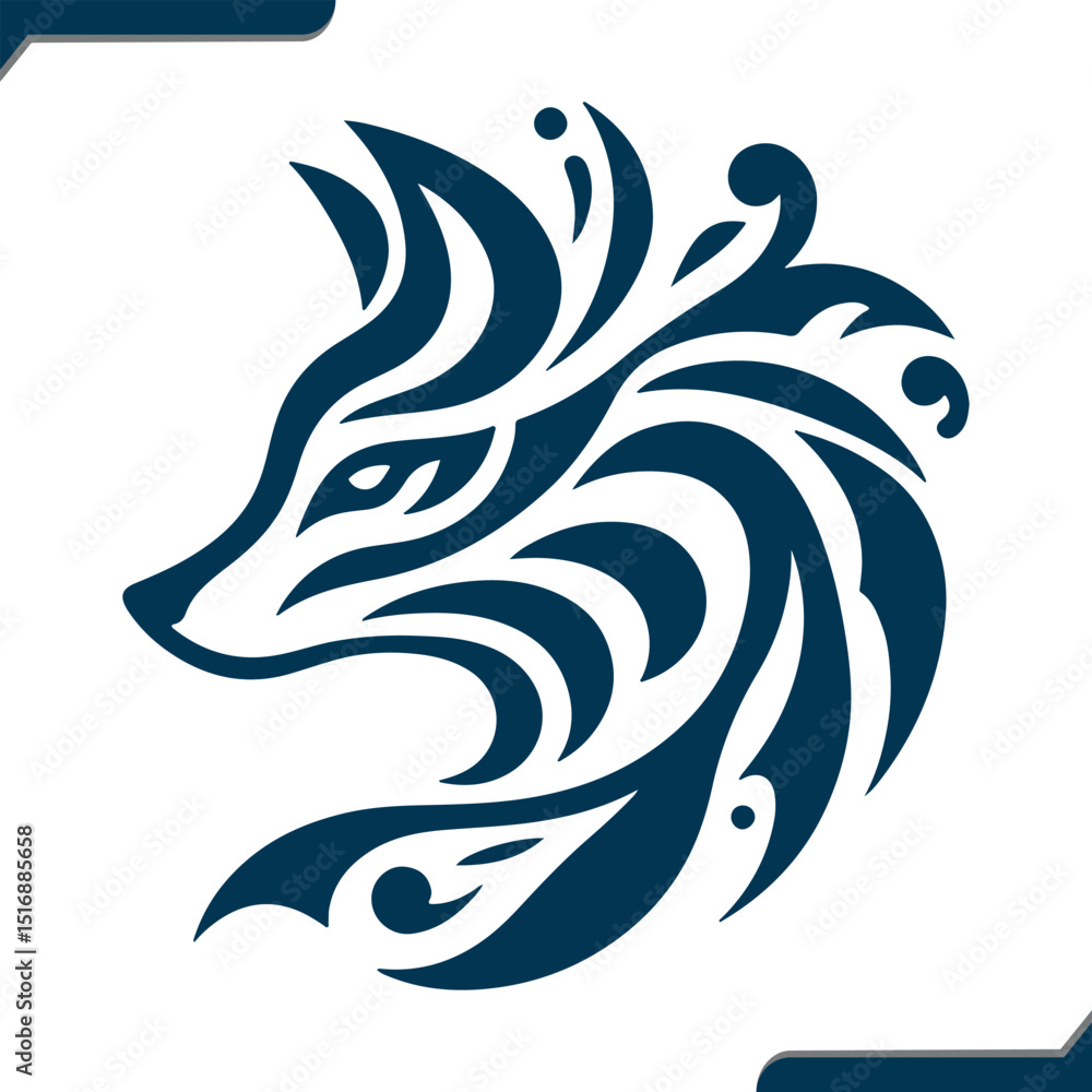 Obraz premium Stylized Fox Face Illustration with Bold Colors for Graphic Design and Creative Projects