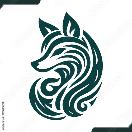 Wallpaper Mural Stylized Fox Animal Face Illustration with Cat Illustration Elements in CMYK Color Model Torontodigital.ca