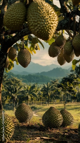A cozy cottage surrounded by fruit trees, peaceful and dreamy setting