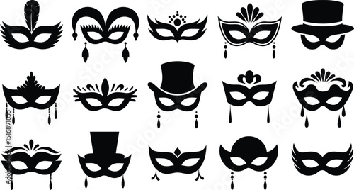 Mardi Gras carnival mask collection, creative Design vector illustration 