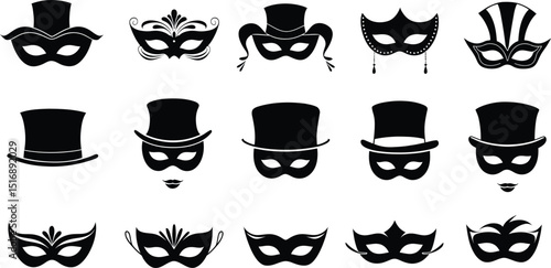 Mardi Gras carnival mask collection, creative Design vector illustration 
