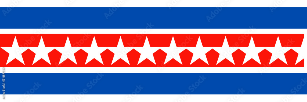 Fototapeta premium Red and Blue Patriotic USA Banner with Stars , Independence Day Border Design 