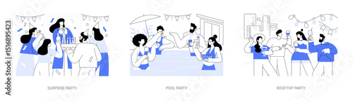 Birthday celebration isolated cartoon vector illustrations se