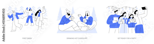 Winter holidays isolated cartoon vector illustrations se