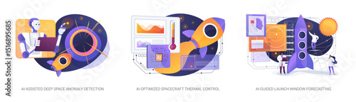 AI Tools for Space Missions abstract concept vector illustrations.