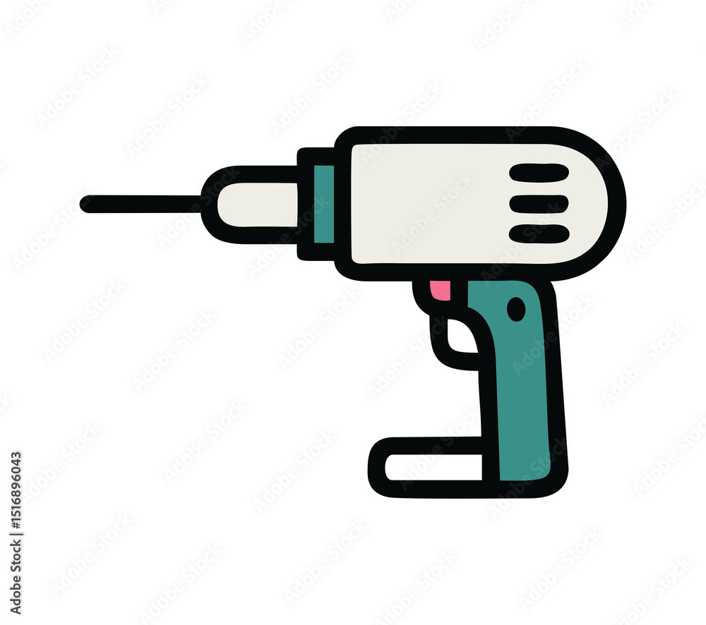 Fototapeta premium drill/screwdriver icon black outline, green inserts