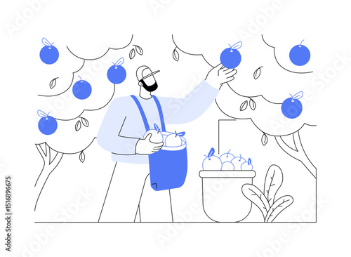 Citrus fruit growing isolated cartoon vector illustrations.