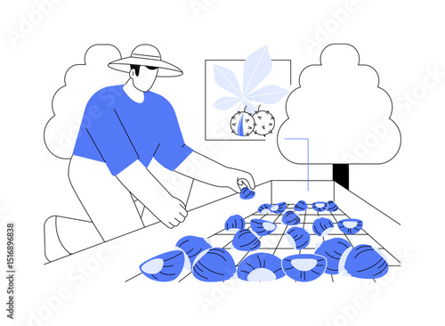 Chestnut farm isolated cartoon vector illustrations.
