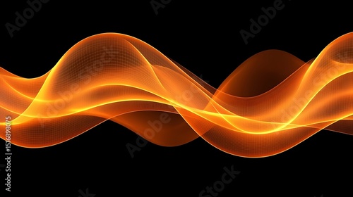 Abstract orange wavy lines on black background (13)