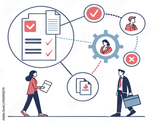 HR Career & Employment Concept: Job Search, CV, Professional Skills - Flat Vector for Web Banners & Marketing